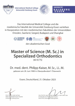 MSc Spezialiced Orthodontics