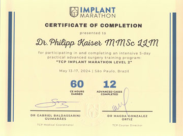 CERTIFICATE OF COMPLETION - TCP IMPLANT MARATHON LEVEL 2