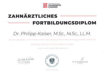 Zahnärztliches Fortbildungsdiplom 2025