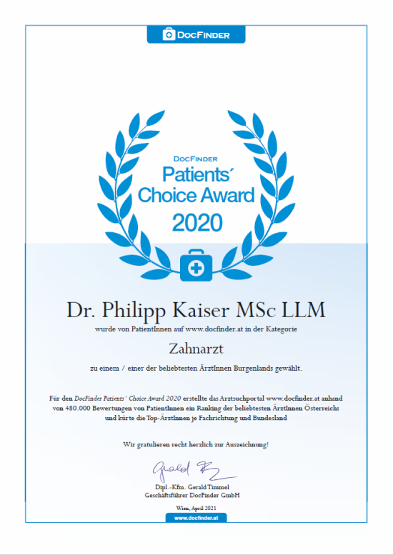 Patients' Choice Awards 2020 - Dr. Philipp Kaiser