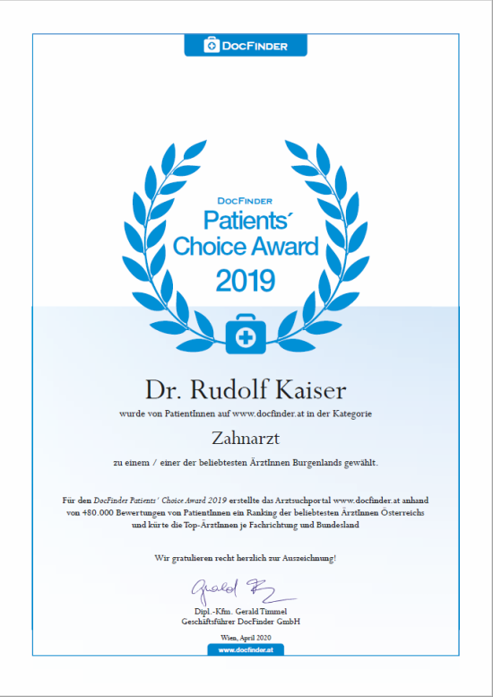 Patients' Choice Awards 2019 - Dr. Rudolf Kaiser