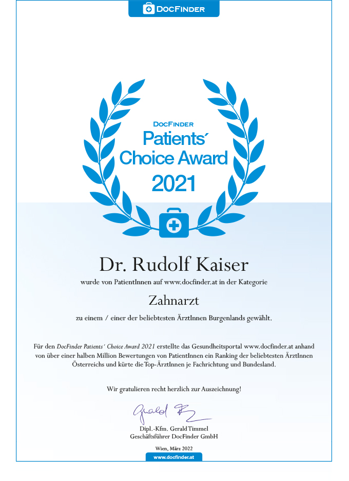 Patients' Choice Awards 2021 - Dr. Rudolf Kaiser