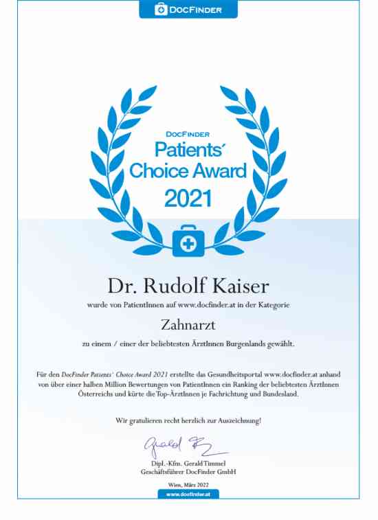 Patients' Choice Awards 2021 - Dr. Rudolf Kaiser