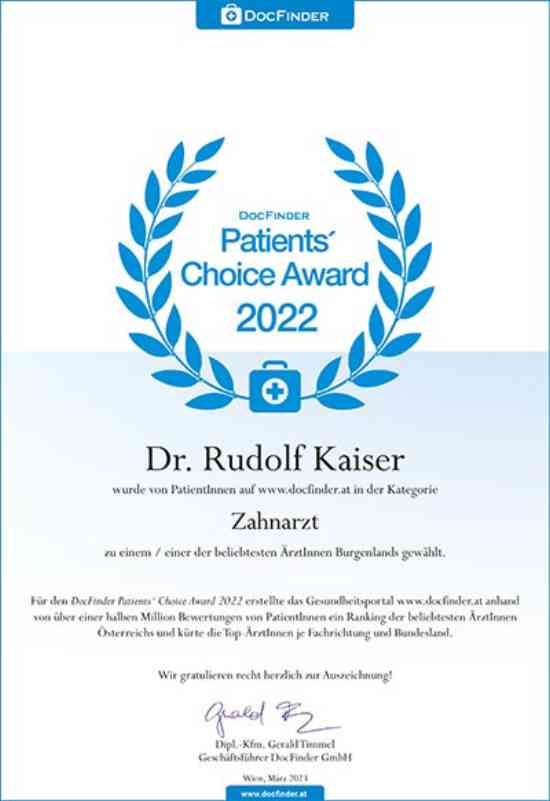 Patients' Choice Awards 2022 - Dr. Rudolf Kaiser