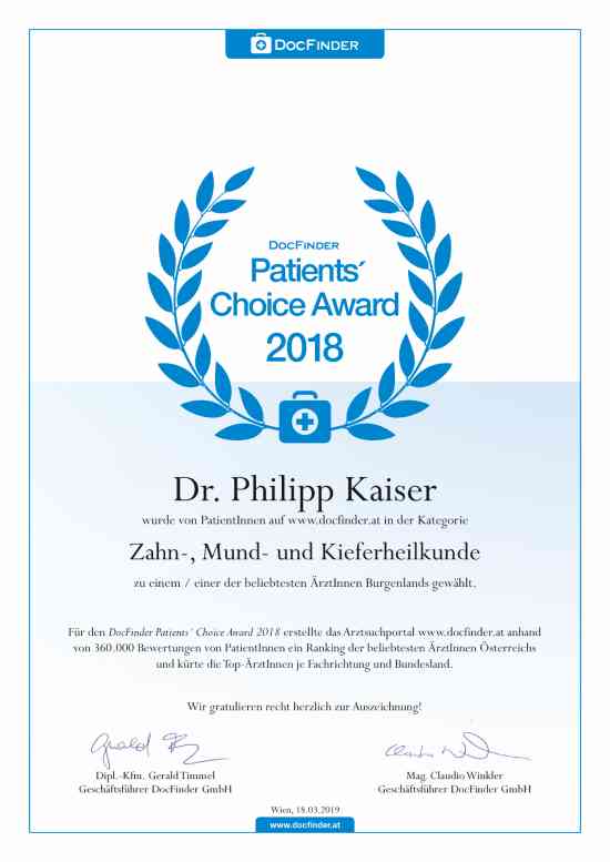Patients' Choice Award 2018 - Dr. Philipp Kaiser