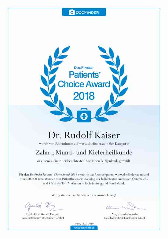Patients' Choice Award 2018 - Dr. Rudolf Kaiser