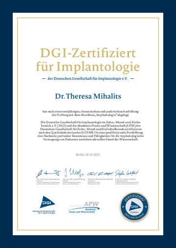 DGI-Zertifiziert für Implantologie
