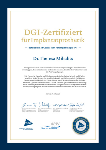 DGI-Zertifiziert für Implantatprothetik