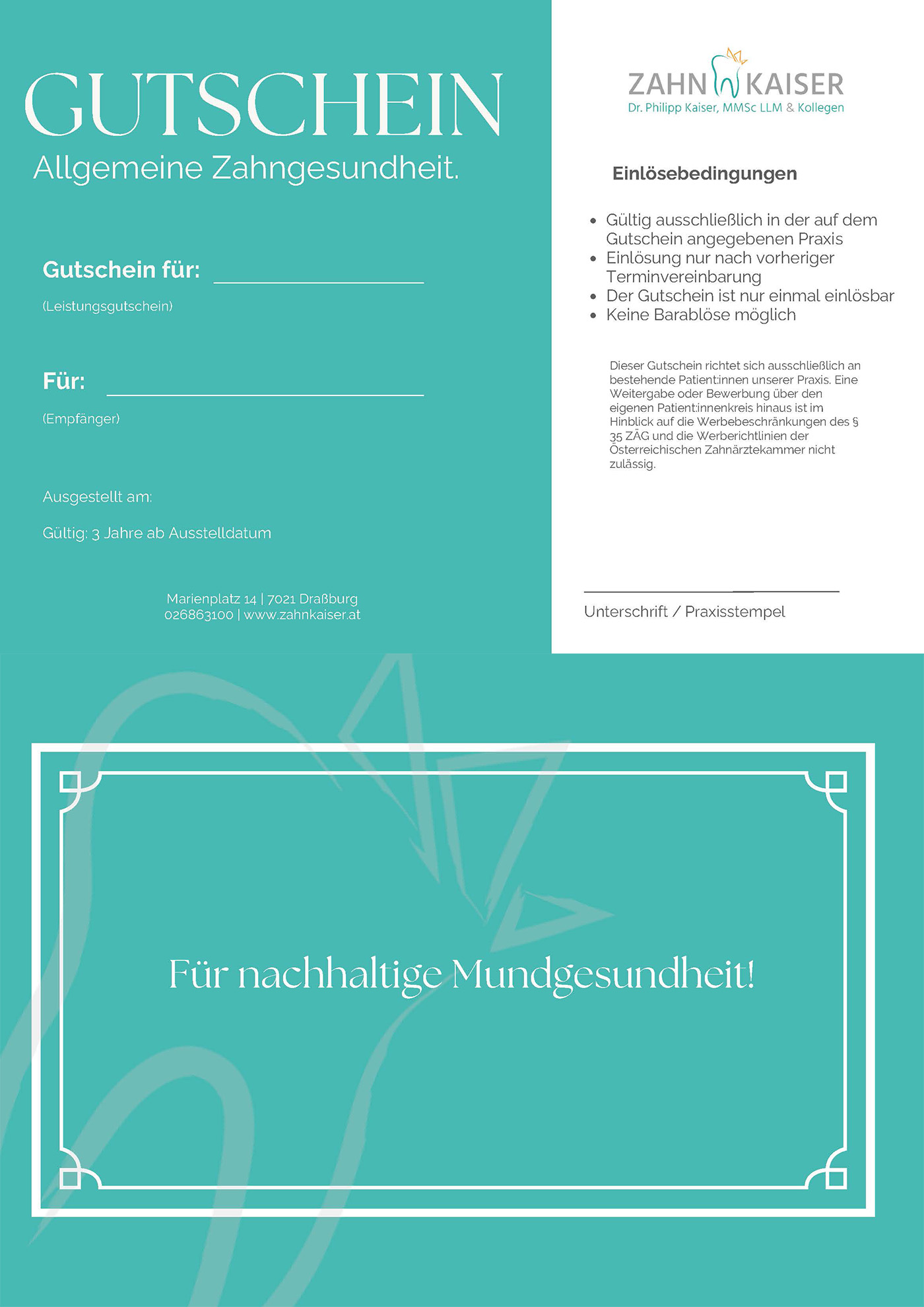 Gutschein - Allgemeine Zahngesundheit